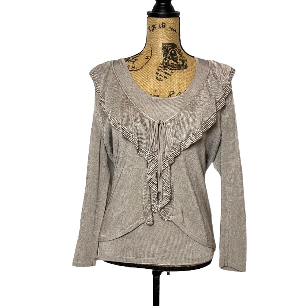 Anne Klein Taupe 2-Piece Ruffle Layered Blouse
Medium